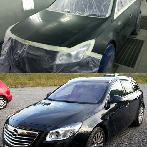 Opel stasjonsvogn før og etter lakkering
